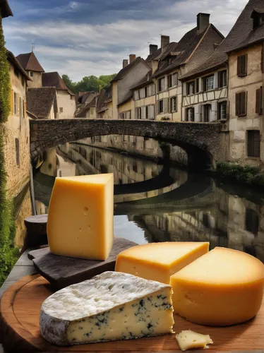 Compose a poem inspired by the rich history and tradition of Pont l'Eveque cheese.,gruyere you savoie,gruyere,pont l'eveque cheese,saint-paulin cheese,brie de meux,old gouda,cotswold double gloucester