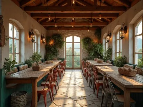 breakfast room,dining room,refectory,alpine restaurant,wooden beams,patios,a restaurant,bistro,restaurant,outdoor dining,ristorante,tearoom,orangery,dining table,wooden windows,inglenook,patio,teahouse,restaurant ratskeller,cantine,Photography,General,Realistic