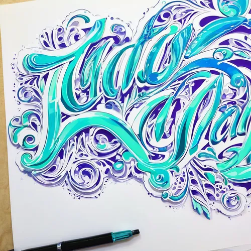 hand lettering,lettering,calligraphic,calligraphy,typography,gradient blue green paper,nautical paper,good vibes word art,colorful doodle,decorative letters,nada3,ballpoint pen,ink,nada1,polka dot paper,nada2,color turquoise,tusche indian ink,japanese wave paper,word art,Unique,Paper Cuts,Paper Cuts 01