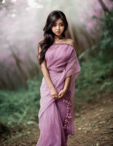 Dancing penda in the pink forest,  burmese,,indian girl,saree,sari,indian woman,girl in a long dress,indian girl boy,east indian,yogananda,girl in cloth,indian bride,little girl in pink dress,pooja,vi