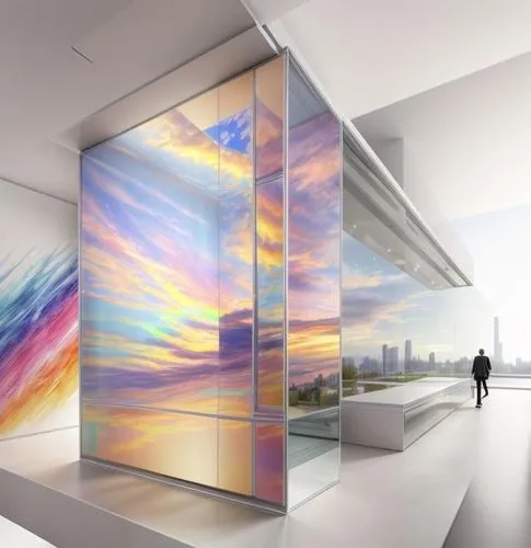 glass wall,futuristic art museum,art gallery,colorful glass,sky space concept,plexiglass,art museum,gallery,flat panel display,glass series,glass facade,sky apartment,glass facades,a museum exhibit,glass window,room divider,display panel,art world,powerglass,glass panes