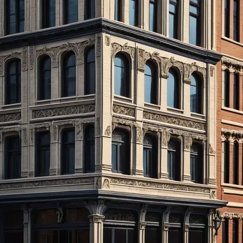 row of windows,willis building,facades,brownstones,frontages,italianate,rowhouses,rowhouse,old town house,lofts,mansard,old western building,glass facades,pilasters,soho,old buildings,historic building,laclede,driehaus,building exterior,Illustration,Black and White,Black and White 19