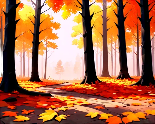 autumn background,autumn forest,background vector,autumn trees,autumn scenery,fall landscape,autumn landscape,autumn theme,autumn walk,fallen leaves,deciduous forest,cartoon video game background,mobile video game vector background,autumn idyll,leaf background,autumn leaves,autumn day,forest background,autumn icon,autumn,Unique,3D,Low Poly