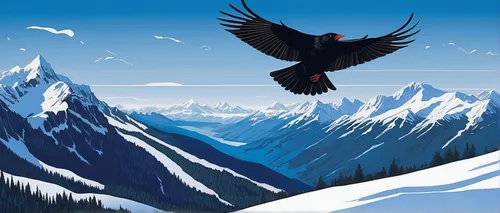 alpine chough,eagle illustration,the spirit of the mountains,mountain jackdaw,turkey vulture,steller s jay,imperial eagle,mountain hawk eagle,freestyle skiing,mongolian eagle,eagle vector,black billed magpie,eagle,of prey eagle,magpie lark,american bald eagle,antarctic bird,eagle drawing,corvidae,andean condor,Illustration,Black and White,Black and White 21