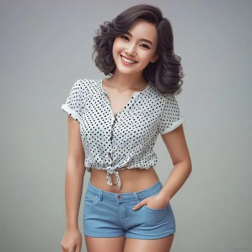 cotton top,phuquy,short,beautiful young woman,asian girl,cute,amitava saha,kamini kusum,vintage asian,adorable,vietnamese,attractive woman,kamini,filipino,kaew chao chom,melody,asian woman,pixie-bob,bob cut,jean shorts,Conceptual Art,Fantasy,Fantasy 03