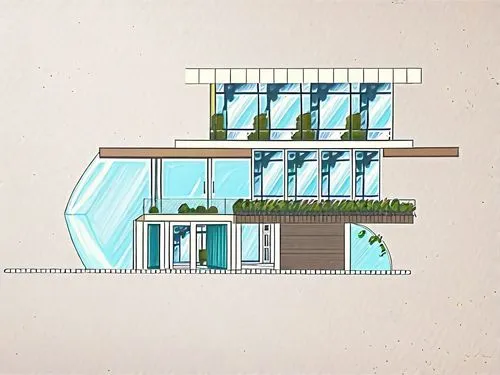 Plano de Elevación Frontal de un Edificio Circular de Múltiples Niveles:

Forma General:

Dibuja una estructura circular con tres niveles principales apilados verticalmente. Cada nivel sobresale liger