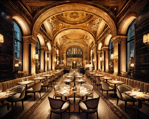 a large dining hall is lit up with fancy light,fine dining restaurant,new york restaurant,leadenhall,banqueting,brasserie,restaurant bern