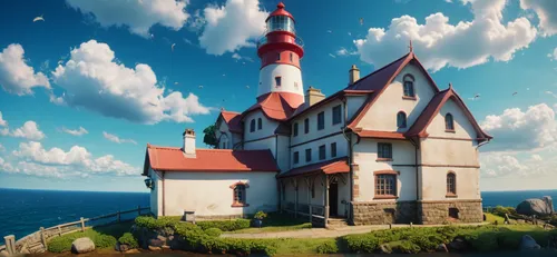 red lighthouse,lighthouse,house of the sea,church painting,island church,frederic church,fairy tale castle,background images,collected game assets,fairytale castle,wooden church,little church,tankerto