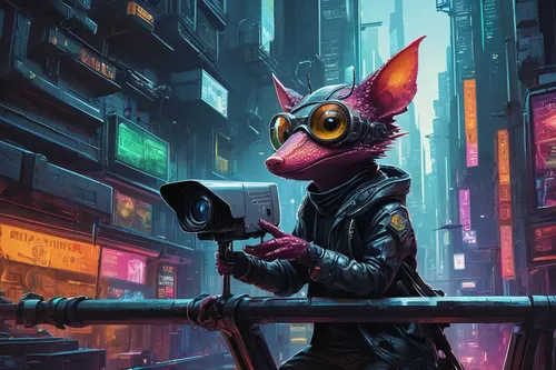 cyberpunk,city pigeon,color rat,city pigeons,cityscape,city ​​portrait,society finch,jackal,street pigeon,street musician,colorful city,cyber,street pigeons,dystopian,librarian,night administrator,urban,streampunk,dusk background,evening city,Illustration,Abstract Fantasy,Abstract Fantasy 14