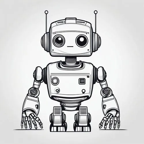 robot icon,minibot,automator,robotlike,social bot,chatterbot,Illustration,Black and White,Black and White 04