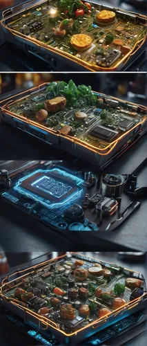 cooktop,baking sheet,valerian,sushi boat,ratatouille,supercarrier,development concept,slices,food table,floating islands,digital compositing,gpu,flavoring dishes,sheet pan,playmat,dinner tray,à la carte food,vegetable pan,battleship,tilt shift,Photography,General,Sci-Fi