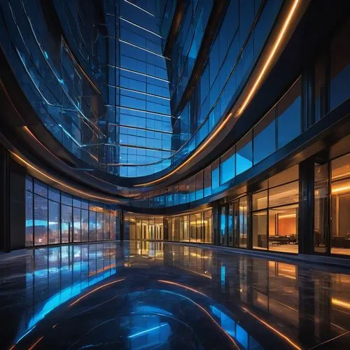 rotana,vdara,largest hotel in dubai,glass building,escala,glass facade,light trails,light trail,tallest hotel dubai,glass facades,difc,glass wall,abstract corporate,hypermodern,pedway,futuristic architecture,the dubai mall entrance,blue hour,kaust,dubia,Conceptual Art,Oil color,Oil Color 03