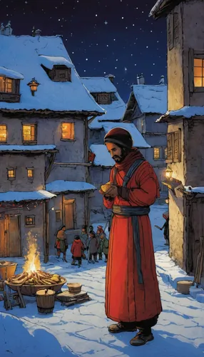 christmas messenger,winter village,christmas scene,carolers,korean village snow,myfestiveseason romania,zermatt,nativity village,apfelwein,bethlehem,carol singers,the pied piper of hamelin,hamelin,pilgrim,transylvania,aurora village,alpine village,christmas snowy background,pilgrims,the occasion of christmas,Illustration,Realistic Fantasy,Realistic Fantasy 06