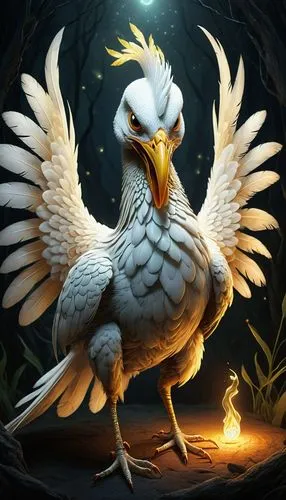 araucana,cockerel,landfowl,phoenix rooster,cockatoo,gallus,white eagle,polish chicken,griffon bruxellois,chicken bird,avian,bantam,fowl,gryphon,portrait of a hen,the chicken,griffin,chicken 65,eagle illustration,hen,Illustration,Abstract Fantasy,Abstract Fantasy 06