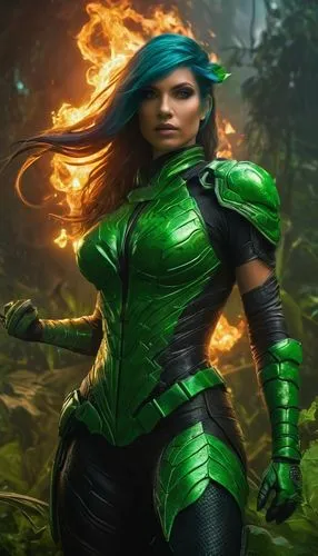 patrol,monsoon banner,emerald lizard,background ivy,green skin,the enchantress,jade,green aurora,green wallpaper,starfire,cleanup,green,symetra,anahata,tiber riven,fire background,green lantern,female warrior,green background,emerald,Photography,General,Fantasy