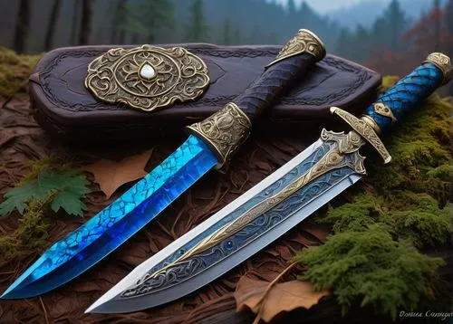 hunting knife,bowie knife,serrated blade,scabbard,king sword,warrior and orc,swords,hawk feather,tribal arrows,blades,black warrior,staves,arrowheads,warrior east,highlander,wstężyk huntsman,lancers,sword,knives,heroic fantasy,Illustration,Realistic Fantasy,Realistic Fantasy 30