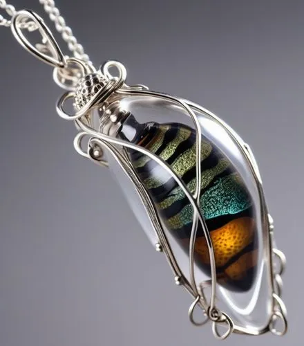 A chrysalis cocoon set into a silver necklace pendant,agate,healing stone,gemstone tip,feather jewelry,glass bead,gemstone,pendant,semi precious stone,gift of jewelry,natural stones,enamelled,agate ca