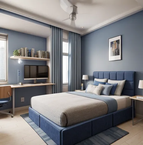 modern room,hoboken condos for sale,3d rendering,bedroom,guest room,modern decor,blue room,contemporary decor,guestroom,homes for sale in hoboken nj,search interior solutions,render,interior modern de