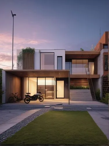 crea una fachada moderna y realista,modern house,3d rendering,modern architecture,residential house,cubic house,render,dunes house,smart home,landscape design sydney,residential,smart house,modern sty