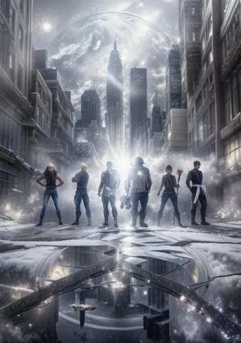 digital compositing,superhero background,black city,superheroes,street dance,justice league,photo manipulation,exo-earth,riot,ice rain,cg artwork,outbreak,infinite snow,marvel comics,action film,the ice,sci fiction illustration,pandemic,the pandemic,infinite