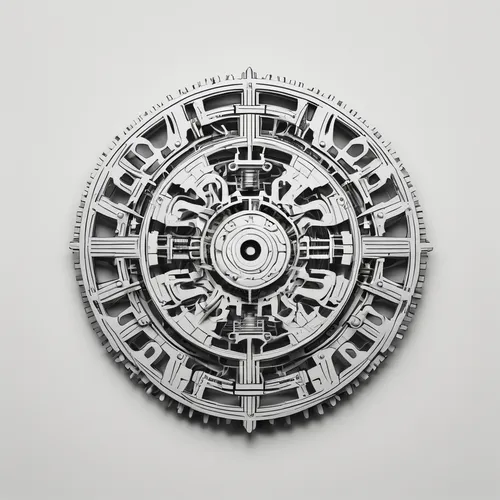 Craft a chaotic Aphex Twin logo inspired by industrial machinery.,cogwheel,mechanical puzzle,mechanical watch,chronometer,wall clock,ship's wheel,cog,the aztec calendar,dharma wheel,dartboard,combinat