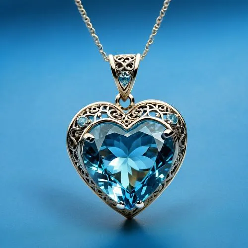 necklace with winged heart,blue heart,diamond pendant,mouawad,heart design,heart shape frame,Photography,General,Realistic