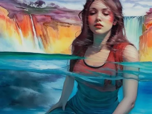 girl on the river,world digital painting,rone,jasinski,welin,art painting,Conceptual Art,Fantasy,Fantasy 08