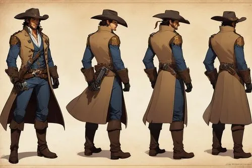 cowboy silhouettes,bushrangers,gunslingers,earps,trenchcoats,flintlocks,highwayman,frontiersmen,lawmen,frontiersman,gauchos,gunfighter,arquebusiers,gunsmiths,pardner,matchlocks,highwaymen,gunslinger,townsfolk,privateers,Unique,Design,Character Design