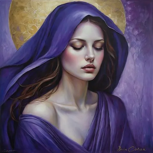 la violetta,seven sorrows,the angel with the veronica veil,violeta,foundress,the prophet mary,morado,medea,mystical portrait of a girl,canoness,liliana,dolorosa,violetta,prioress,patroness,heatherley,praying woman,lamentation,zodiac sign libra,ariadne,Illustration,Realistic Fantasy,Realistic Fantasy 30