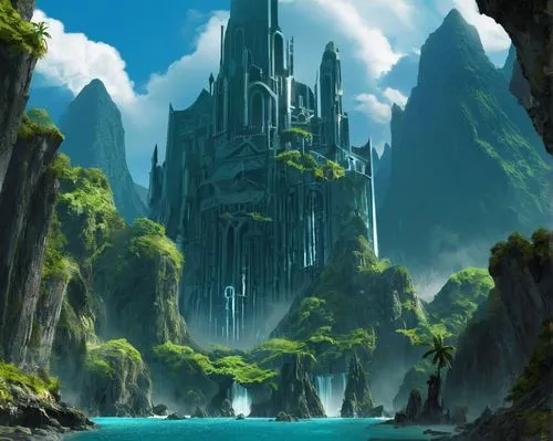 Example 1,alfheim,fantasy landscape,ancient city,tirith,gondolin,futuristic landscape,skylands,castle of the corvin,fantasy city,ruined castle,imperial shores,rivendell,nargothrond,dragonstone,knight'