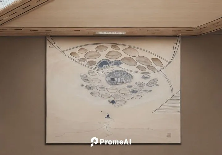 AN EXPERIMENTAL DRAWING THAT SHOWS HOW THIS MASTER PLAN IS INSPIRED BY THE MOVEMENT OF THE DESERT
,orrery,frame drawing,japanese art,stone drawing,kanazawa,airbnb icon,shirakami-sanchi,framed paper,fr