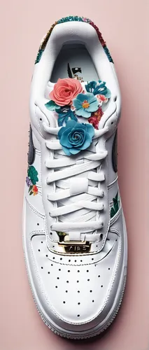 Create an Air Force 1 design that combines elegant floral elements with a touch of sparkle.,cinderella shoe,shoes icon,sneakers,tennis shoe,women's shoe,running shoe,skate shoe,age shoe,baby shoes,bat