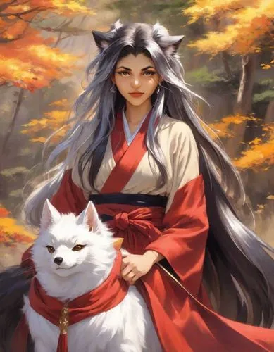 a cartoon style woman with an open stomach wearing a black bikini,inuyasha,amaterasu,kitsune,momiji,okami,tomoe,Digital Art,Impressionism