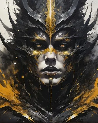 gold paint stroke,gold paint strokes,golden crown,golden mask,nine-tailed,gold foil art,monarch,gold leaf,gold mask,amano,helios,foil and gold,summoner,norse,sun god,aporia,archangel,golden scale,emperor,shaman,Illustration,Paper based,Paper Based 20