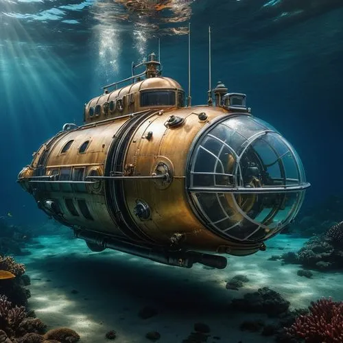 submersible,semi-submersible,deep-submergence rescue vehicle,diving bell,underwater playground,deep sea diving,nautilus,deep sea nautilus,marine tank,undersea,underwater diving,aquanaut,diving helmet,sunken church,underwater landscape,sunken boat,sunken ship,the bottom of the sea,tank ship,bottom of the sea,Photography,General,Natural