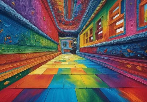 colorful city,rainbow bridge,vibrantly,colourful pencils,colorfull,colorama,kaleidoscape,abstract rainbow,colorful life,vibrancy,colori,technicolour,color wall,hallway,hallways,colourfully,chalk drawing,mostovoy,meticulous painting,passage,Conceptual Art,Sci-Fi,Sci-Fi 05