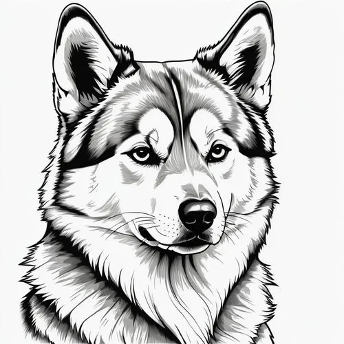 dog line art,dog illustration,dog drawing,malamute,telegram icon,siberian husky,Illustration,Japanese style,Japanese Style 21