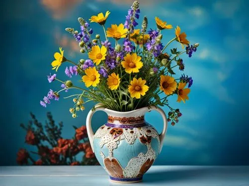 sunflowers in vase,flower vase,still life of spring,vase,flowers in pitcher,flower vases,glass vase,flower bowl,spring bouquet,floral composition,teacup arrangement,potted flowers,still life photograp