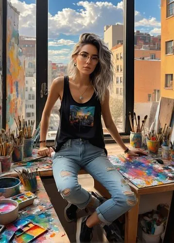 artista,artist,artistic,mousseau,kahlo,lynn,artist portrait,mexican painter,painting,photo painting,painting technique,illustrator,digital painting,girl in t-shirt,graffiti,colorful,jasinski,painted,table artist,zhawn,Illustration,Vector,Vector 02