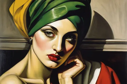 art deco woman,italian painter,callas,art deco,woman at cafe,turban,woman thinking,orientalism,david bates,woman sitting,roy lichtenstein,portrait of a woman,woman's face,the hat of the woman,the hat-female,young woman,art deco frame,woman eating apple,woman with ice-cream,woman face,Conceptual Art,Oil color,Oil Color 01