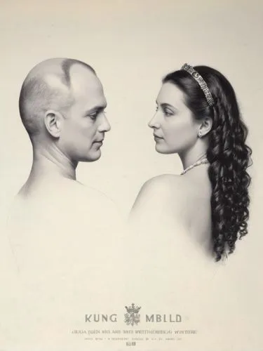 King and Queen of Württemberg as high-resolution art portrait photography in black and white. The king is bald.,a couple is standing in front of one another,cd cover,kwilu,kumbia,klina,milieu,kinkel,P