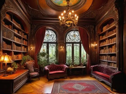 reading room,bookcases,bookshelves,athenaeum,victorian room,ornate room,alcove,study room,old library,great room,sitting room,bookcase,gallimard,the interior of the,wade rooms,book wall,anteroom,alcoves,dandelion hall,inglenook,Art,Classical Oil Painting,Classical Oil Painting 08