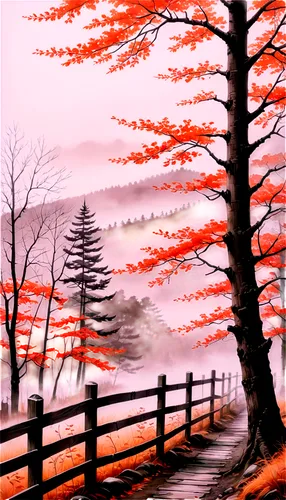 landscape red,winter landscape,autumn landscape,watercolor background,landscape background,fall landscape,autumn scenery,rural landscape,red tree,foggy landscape,forest landscape,autumn background,watercolor pine tree,christmas landscape,winter background,forest road,red bench,small landscape,red barn,nature landscape,Illustration,Paper based,Paper Based 30