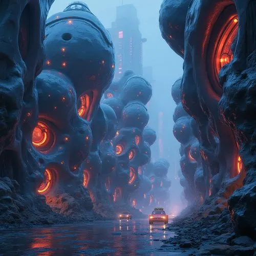 futuristic landscape,lava river,lava balls,alien world,mandelbulb,fractal environment,lava,alien planet,mushroom landscape,subkingdom,fantasy landscape,cyberia,environments,undercity,underworlds,lava stones,cavernosum,extrasolar,arcology,3d fantasy,Photography,General,Realistic