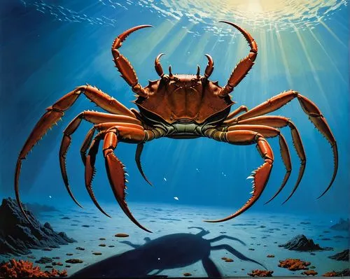 In the deep ocean, 13-foot-wide giant crabs are successful predators...,crab 1,crab 2,freshwater crab,homarus,freshwater crayfish,cretoxyrhina,crustacean,christmas island red crab,red cliff crab,squar