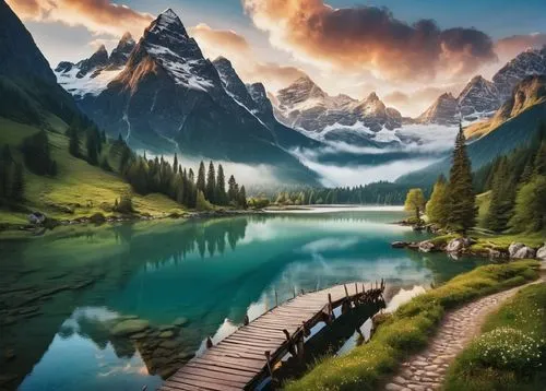 fantasy landscape,landscape background,world digital painting,fantasy picture,mountain landscape,mountain scene,beautiful landscape,landscape mountains alps,mountainous landscape,nature landscape,fantasy art,river landscape,landscapes beautiful,salt meadow landscape,heaven lake,landscape nature,landscapes,bernese alps,art painting,natural landscape,Illustration,Abstract Fantasy,Abstract Fantasy 10