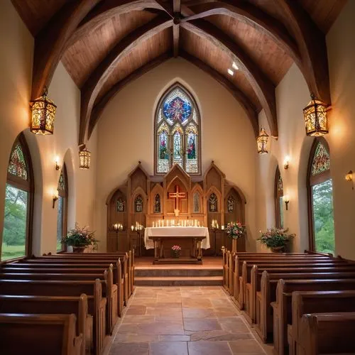 chapel,christ chapel,interior view,wayside chapel,sanctuary,altar,interior,reredos,presbytery,the interior,pcusa,episcopalianism,pilgrimage chapel,choir,chancel,forest chapel,church choir,narthex,episcopalian,vaulted ceiling,Illustration,Realistic Fantasy,Realistic Fantasy 25