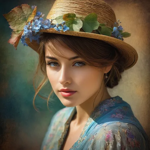 vintage woman,vintage female portrait,romantic portrait,beautiful bonnet,vintage girl,girl wearing hat,victorian lady,mystical portrait of a girl,beautiful girl with flowers,woman's hat,vintage women,woman portrait,girl portrait,the hat of the woman,ukrainian,flower hat,portrait photographers,vintage floral,fantasy portrait,girl in a wreath,Conceptual Art,Daily,Daily 32