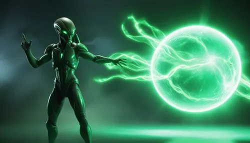 a person with a green alien body standing in front of an alien like object,vados,mekon,ganthet,varekai,rinzler,volthoom