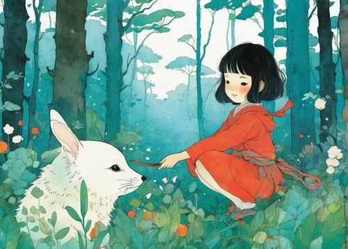 studio ghibli,white rabbit,shirakami-sanchi,little rabbit,white bunny,rabbits,forest clover,forest animal,in the forest,little bunny,rabbits and hares,bunnies,forest animals,hare trail,kitsune,forest walk,kids illustration,forest,rabbit,bunny,Illustration,Paper based,Paper Based 19